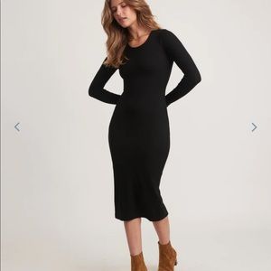 Marine Layer Lexi Rib Long Sleeve Midi Dress